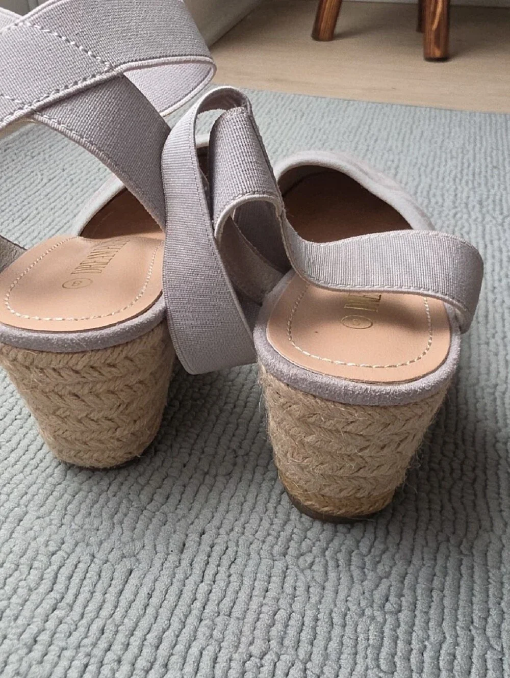 Dteam Pairs Women’s Light Gray Suede Ankle-Strap Wedges